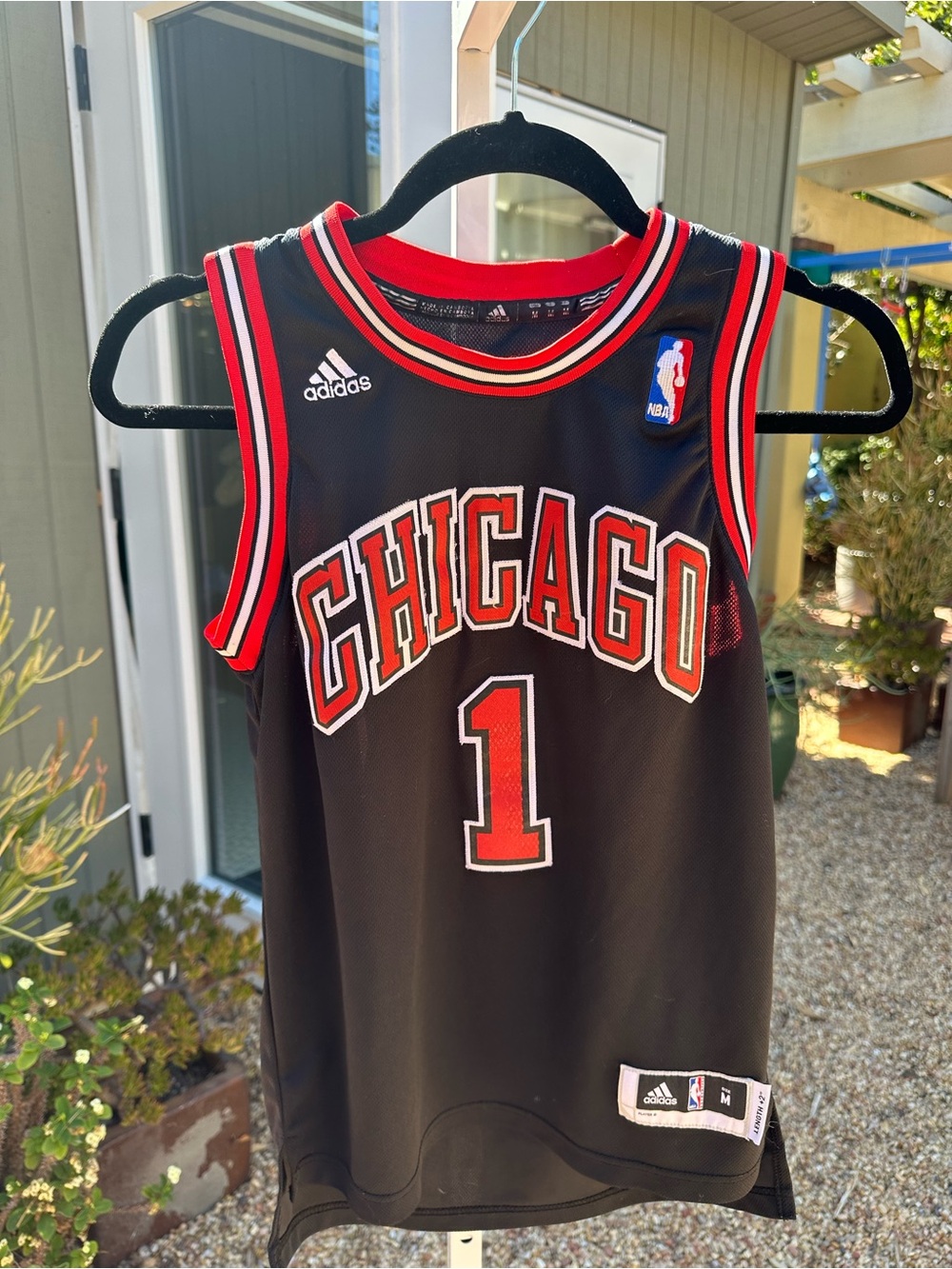 adidas Black & Red Chicago kids Basketball Jersey